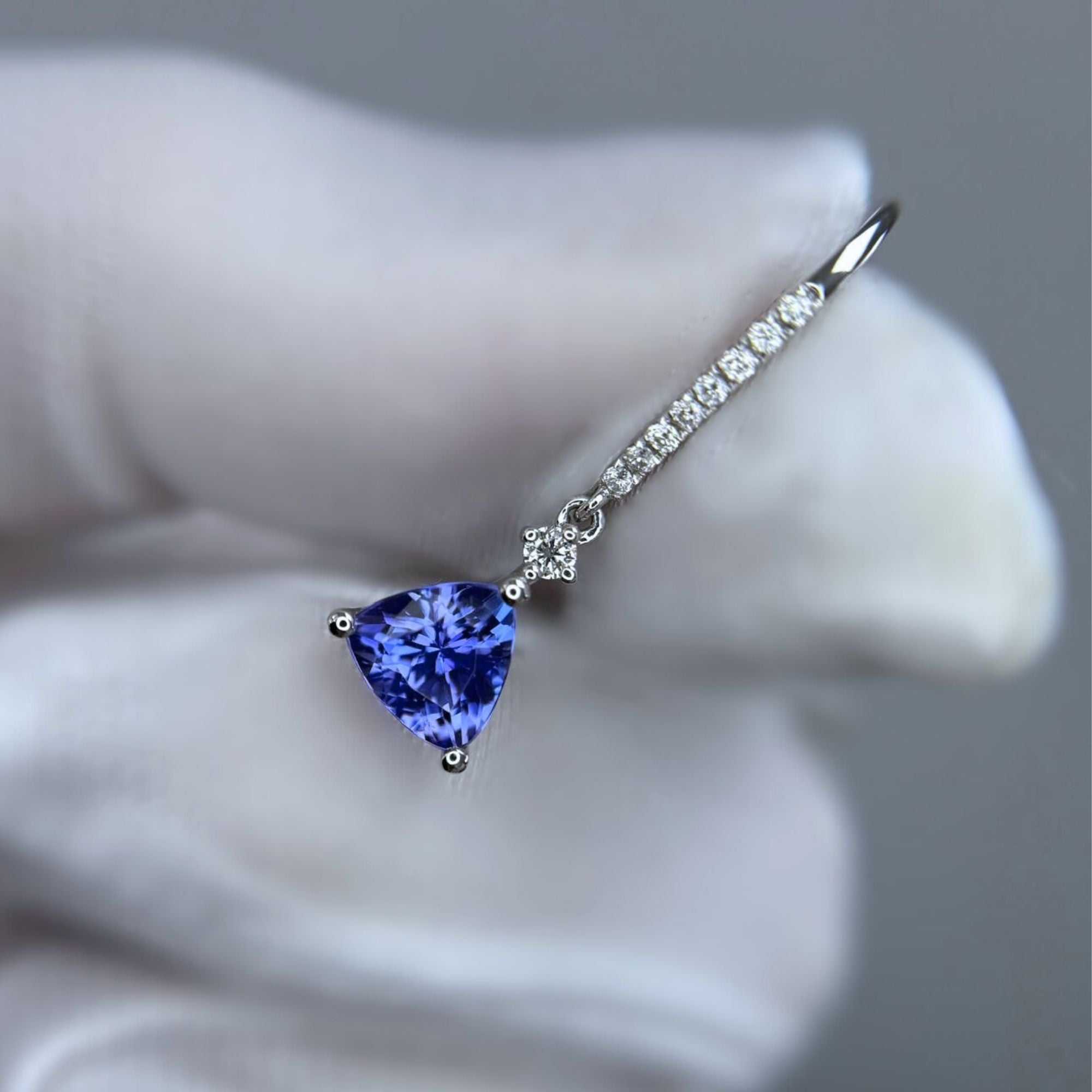 Tanzanite Trillion Cut  & Diamond Earrings