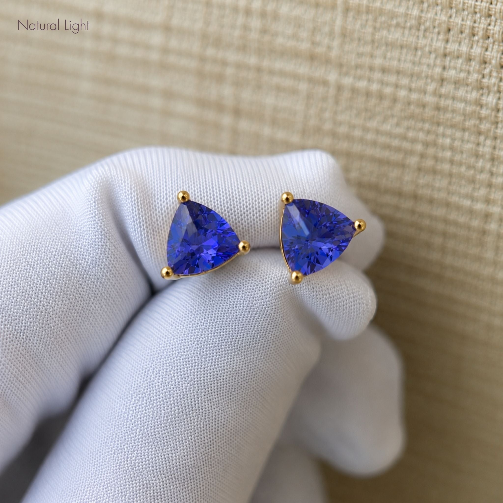 trillio  cut tanzanite stud earrings AAA+ grade