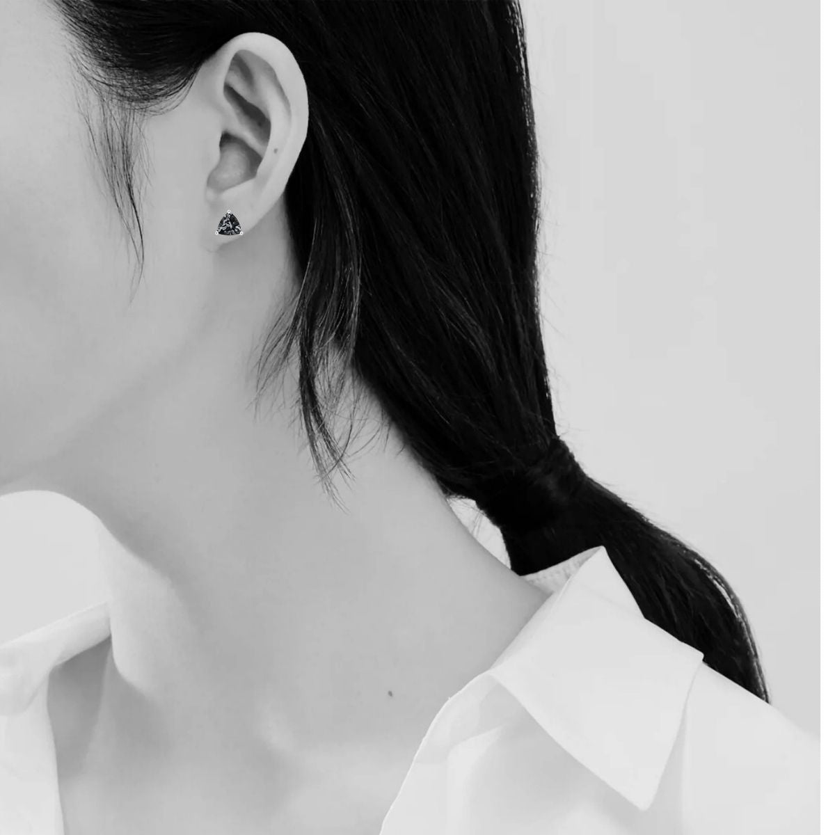 Premium Trillion Cut Tanzanite Stud Earrings in 18k White Gold