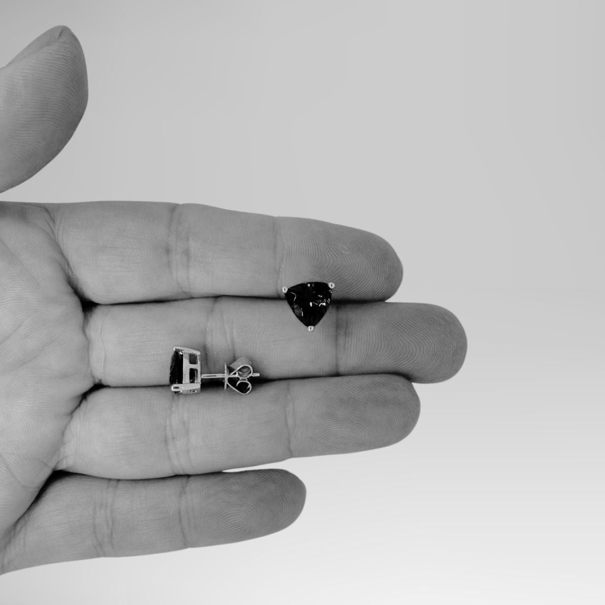 Premium Trillion Cut Tanzanite Stud Earrings in 18k White Gold